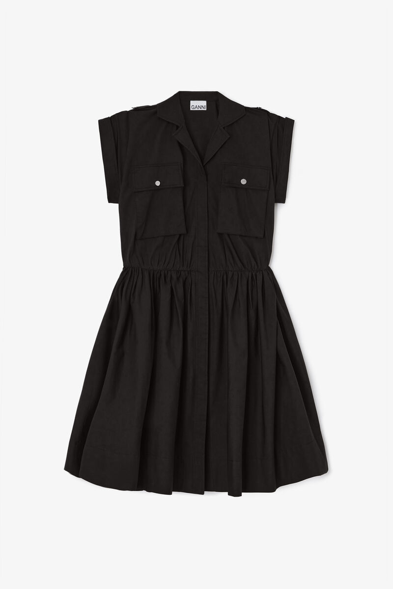Kleid aus schwarzer Baumwolle, Organic Cotton, in colour Black - 1 - GANNI