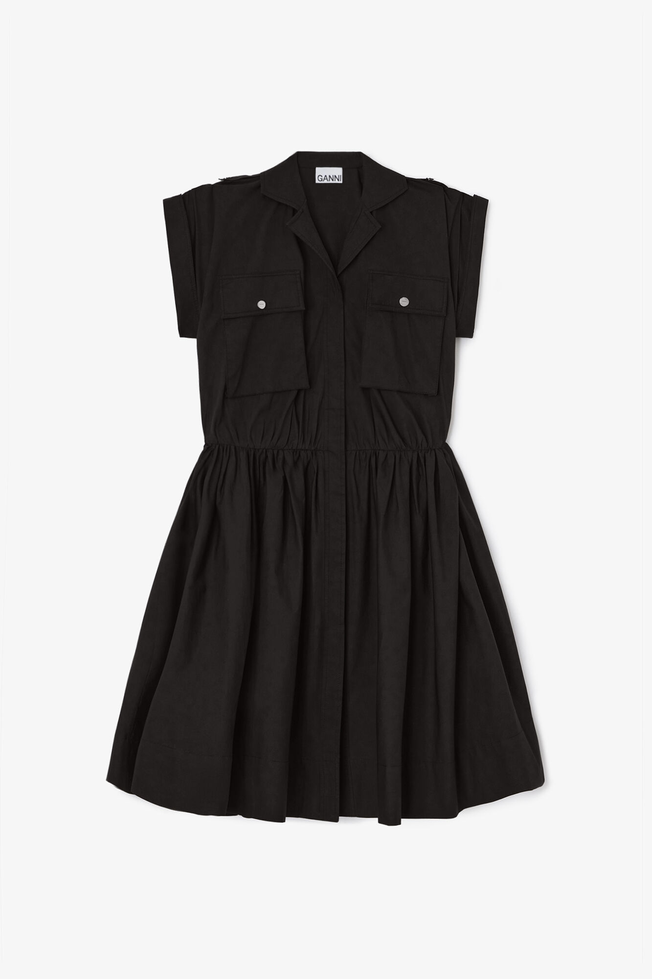 Kleid aus schwarzer Baumwolle, Organic Cotton, in colour Black - 1 - GANNI