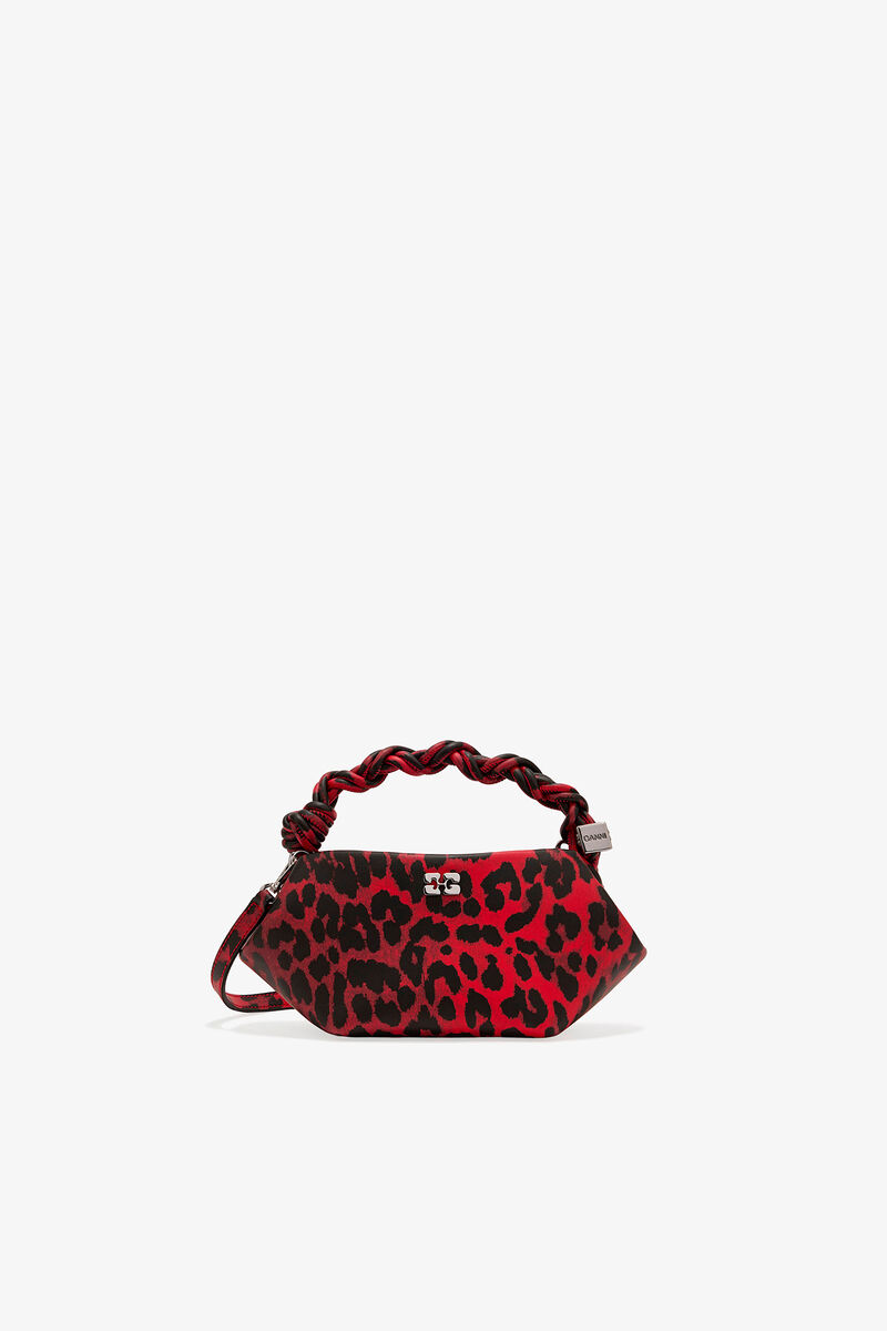 Mini Bou Bag in Red Leopard, Recycled Leather, in colour Racing Red - 1 - GANNI