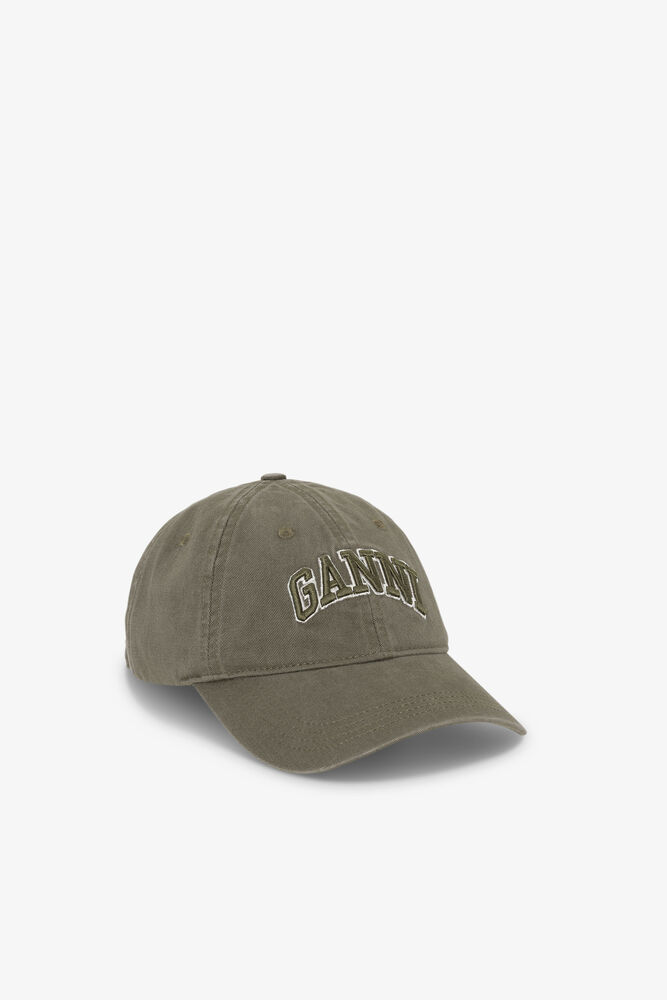Cap in Green Washed Cotton Canvas, Kalamata