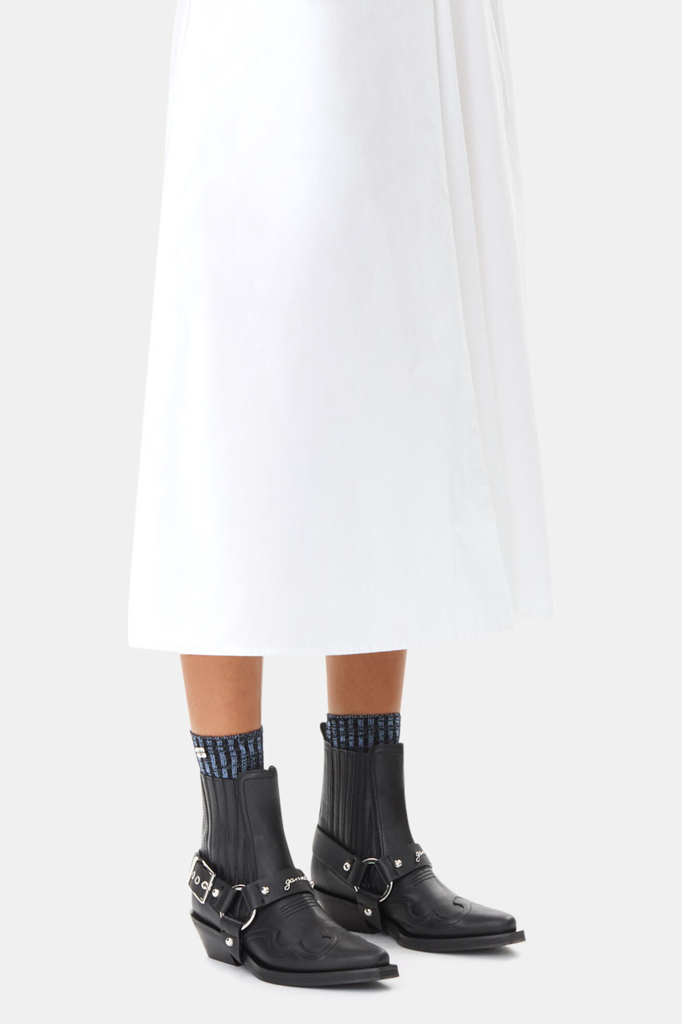 Black Low Cut Western Chelsea Boots, Recycled Leather, in colour Black - 2 - GANNI