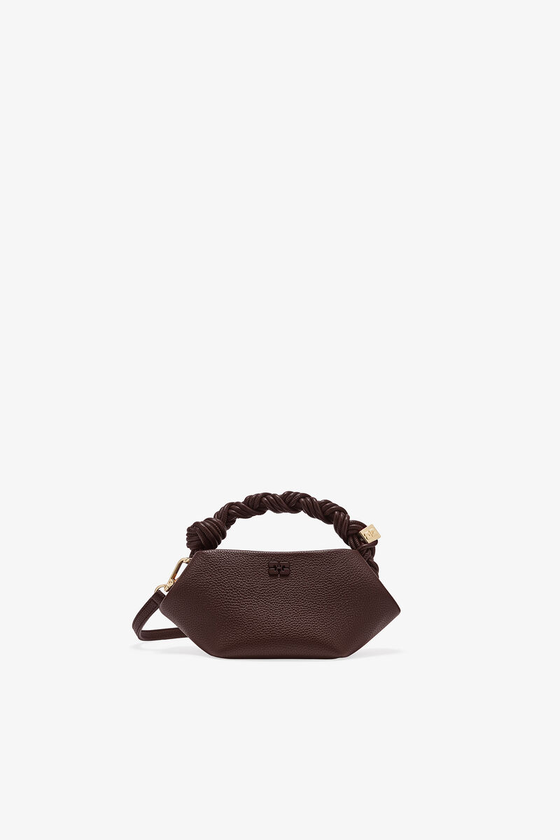 Brun kornig mini Bou väska, Recycled Polyester, in colour Chicory Coffee - 1 - GANNI
