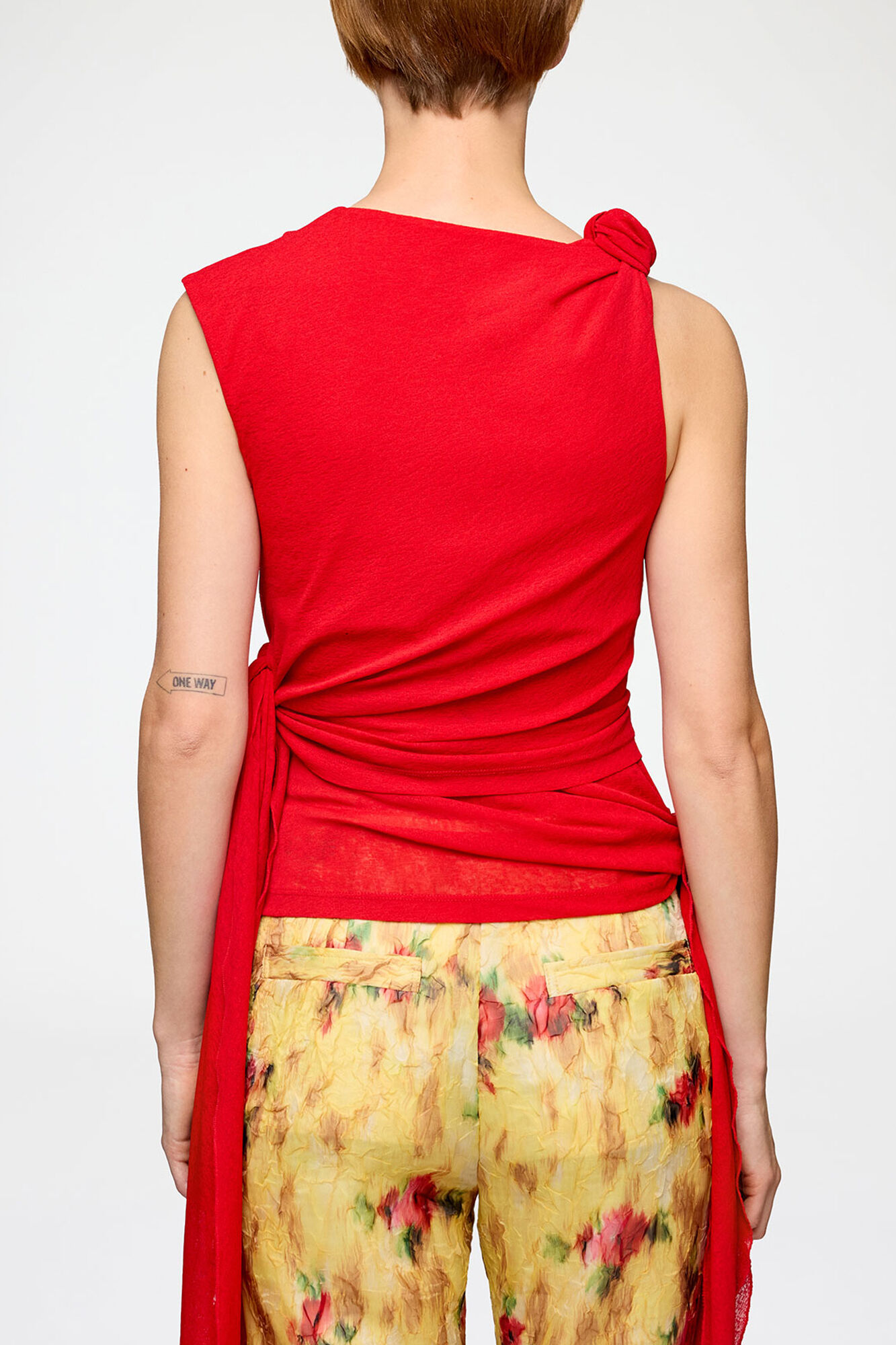 Top in Marl Mesh, Recycled Polyester, in colour Goji Berry - 3 - GANNI
