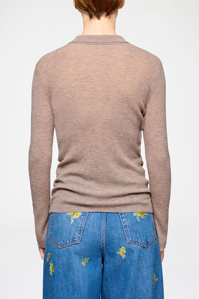 Polo Shirt in Sheer Wool, Safari