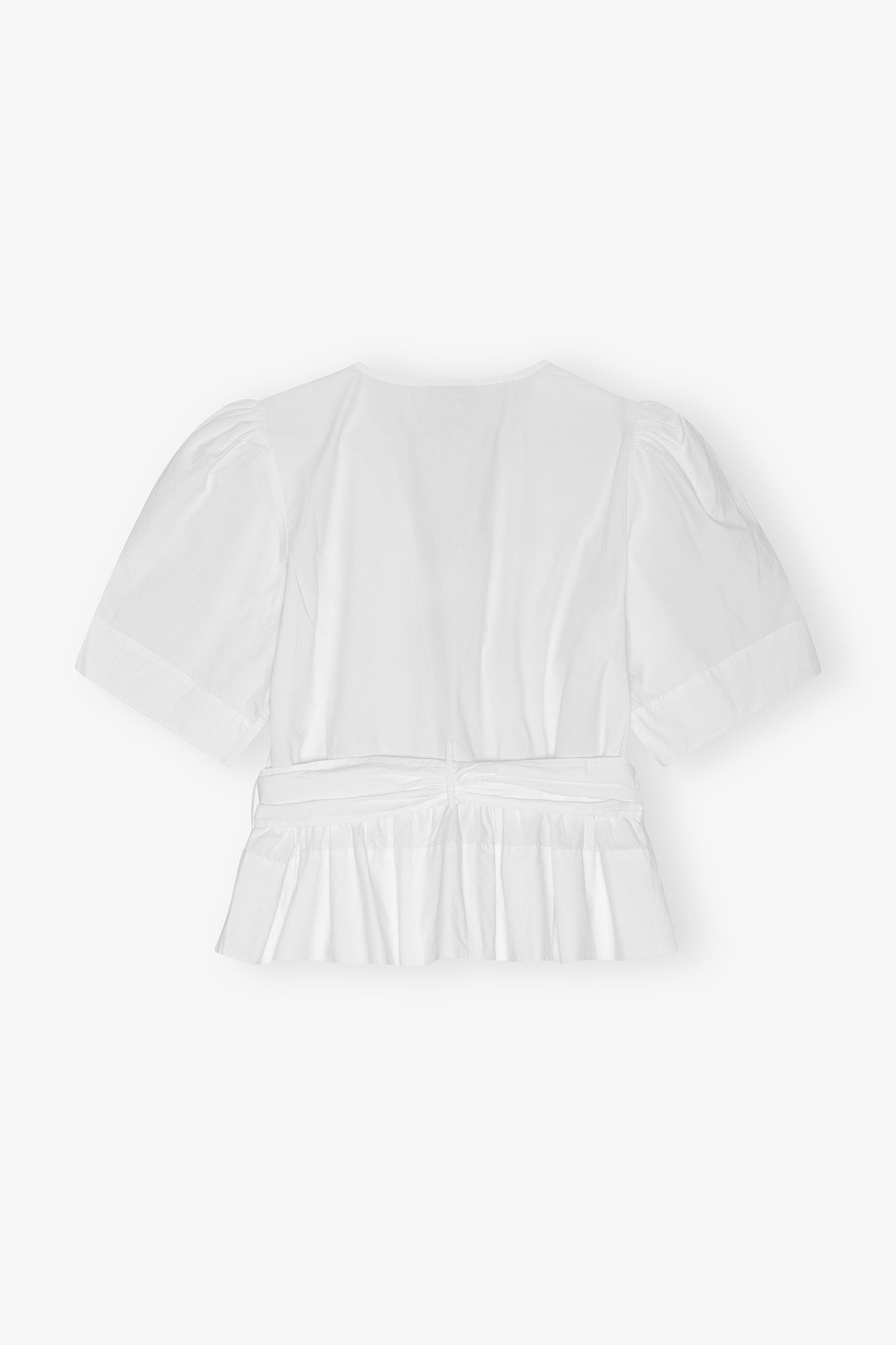 ホワイトウォッシュ ストレッチコットン タイストラップ ブラウス, Organic Cotton, in colour Bright White - 2 - GANNI
