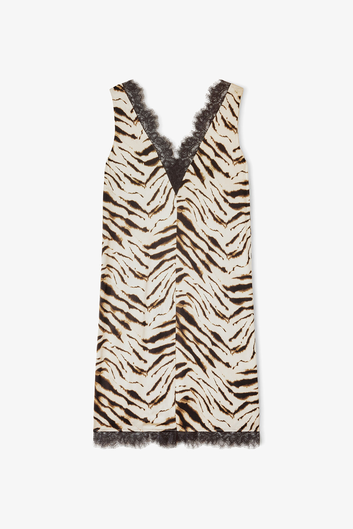 Dress in Zebra Satin, Viscose, in colour Egret - 1 - GANNI