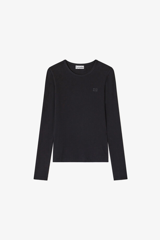 Black Rib Long-sleeve, Black/Black