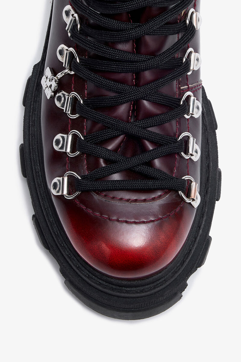Cleated Mountain Boot in Burgundy, Polyurethane, in colour Black/Dark Burgundy - 3 - GANNI