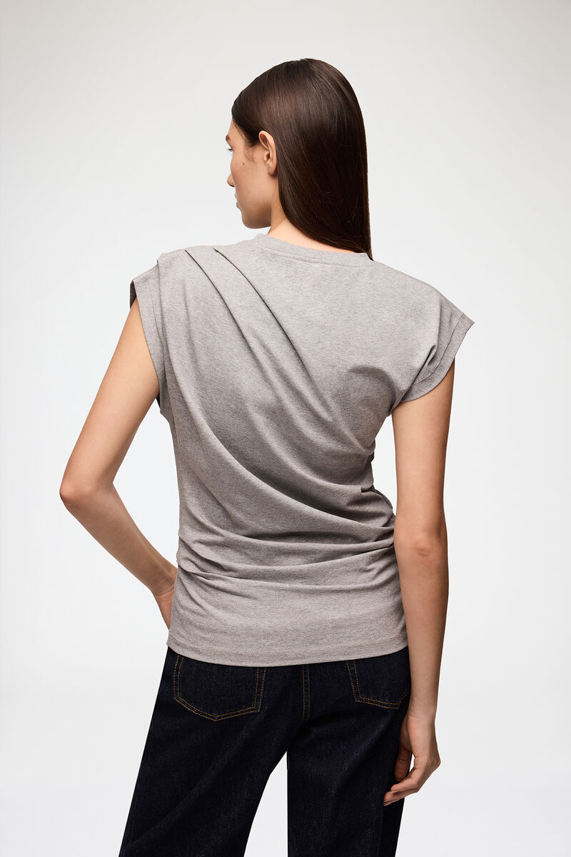Top in Draped Jersey, Organic Cotton, in colour Paloma - 3 - GANNI