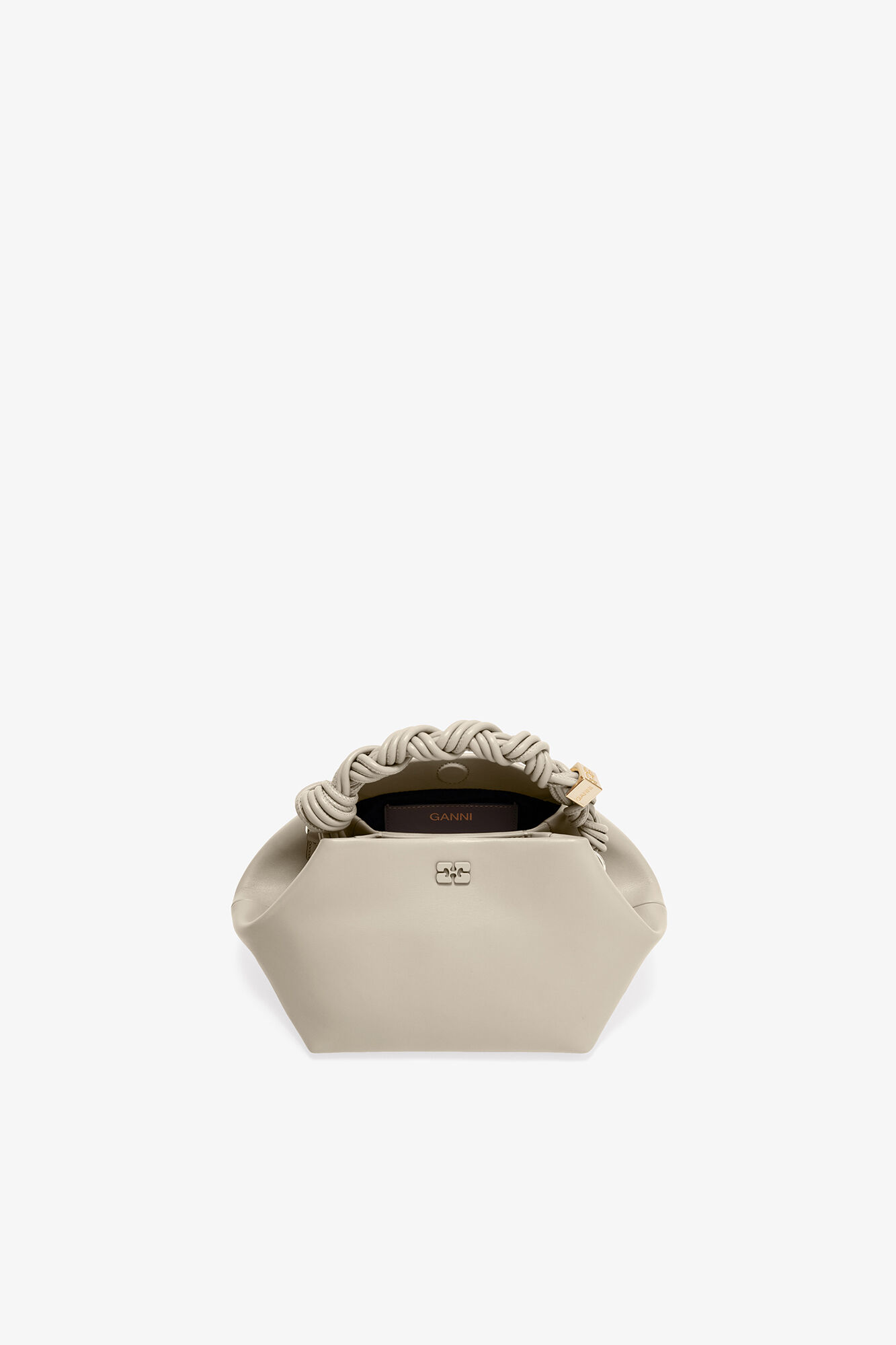 Small Bou Bag in Light Grey , Recycled Leather, in colour Oyster Gray - 3 - GANNI