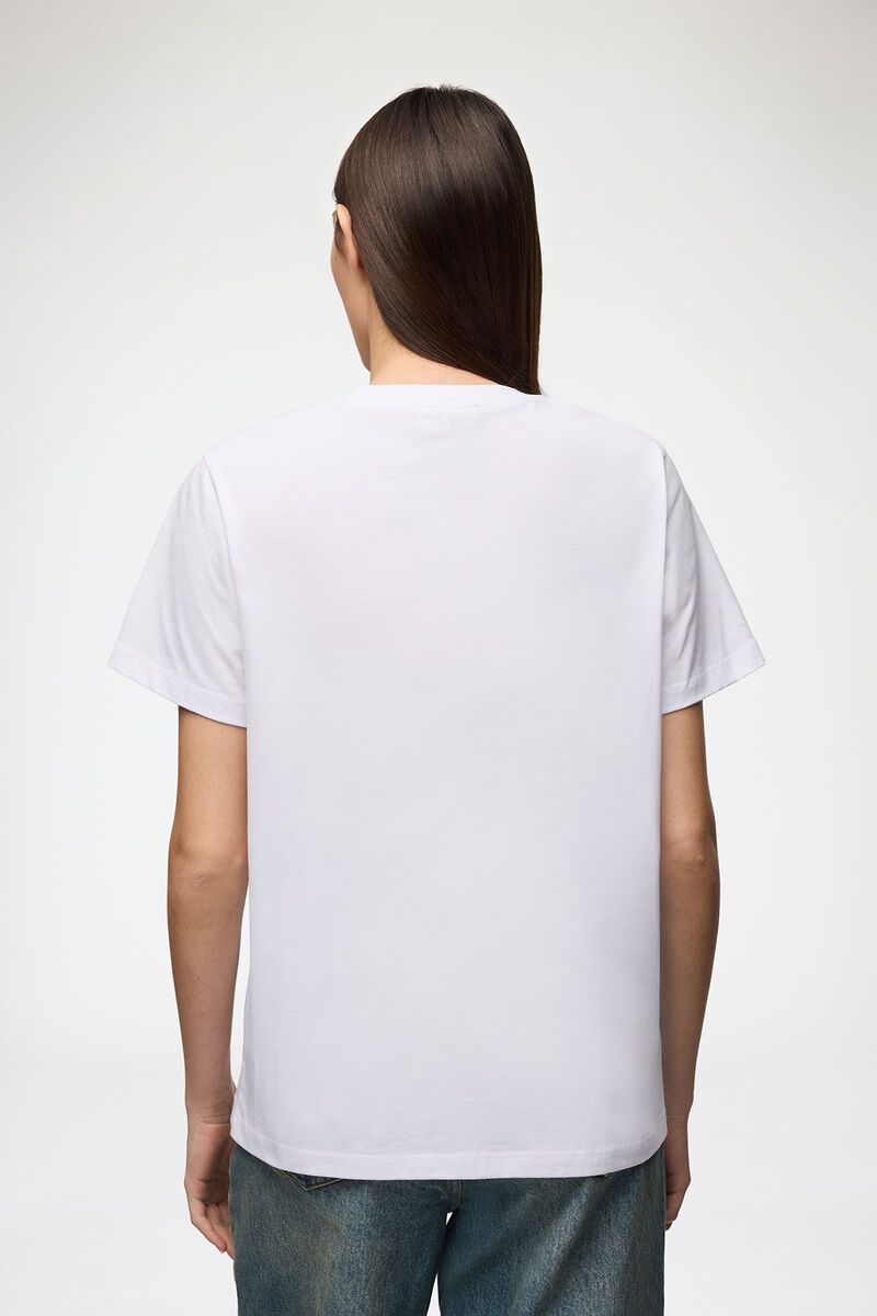 T-shirt with Cherry, Organic Cotton, in colour Bright White - 3 - GANNI