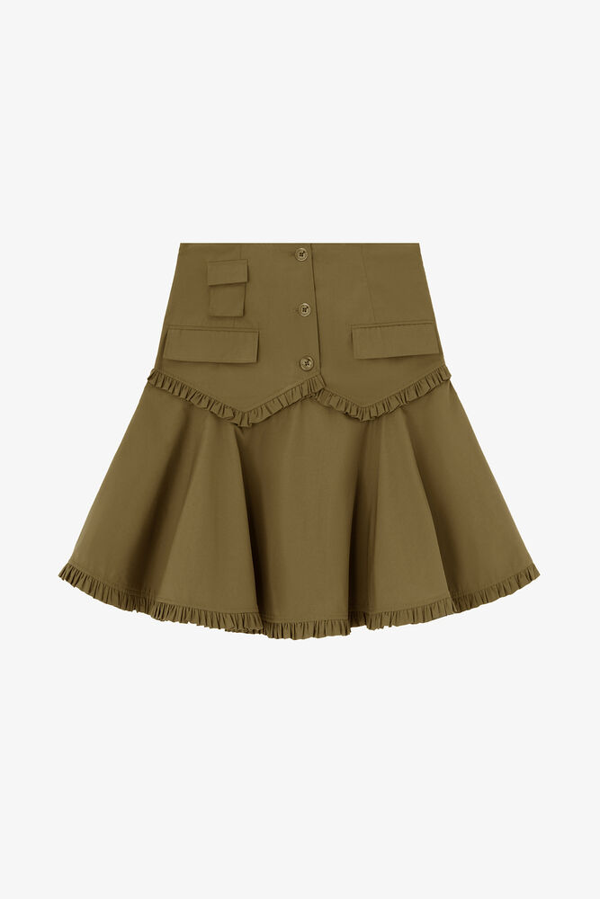 Skjørt i stretchbomull, Military Olive