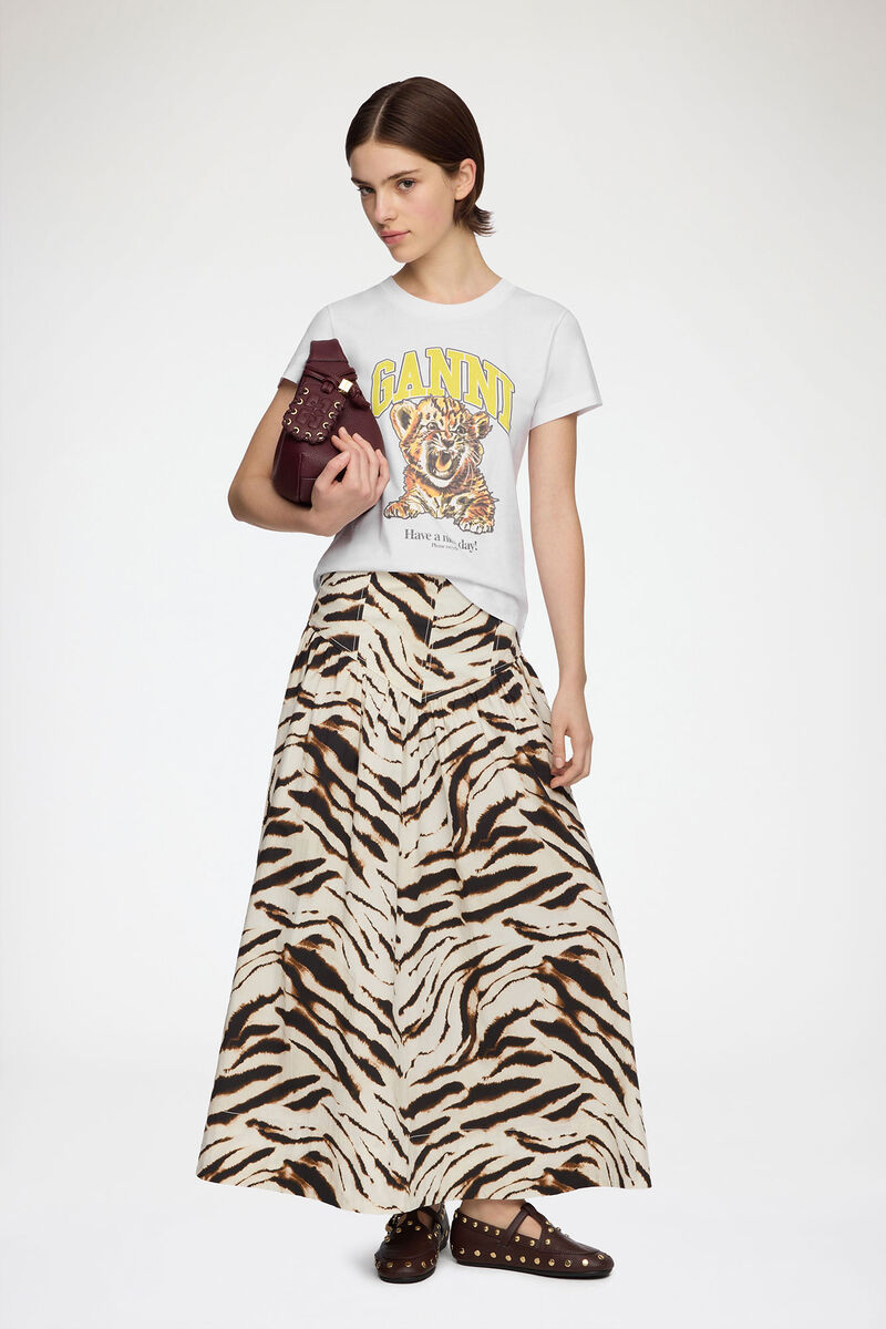 Baby Fit T-shirt with Tiger, Organic Cotton, in colour Bright White - 2 - GANNI