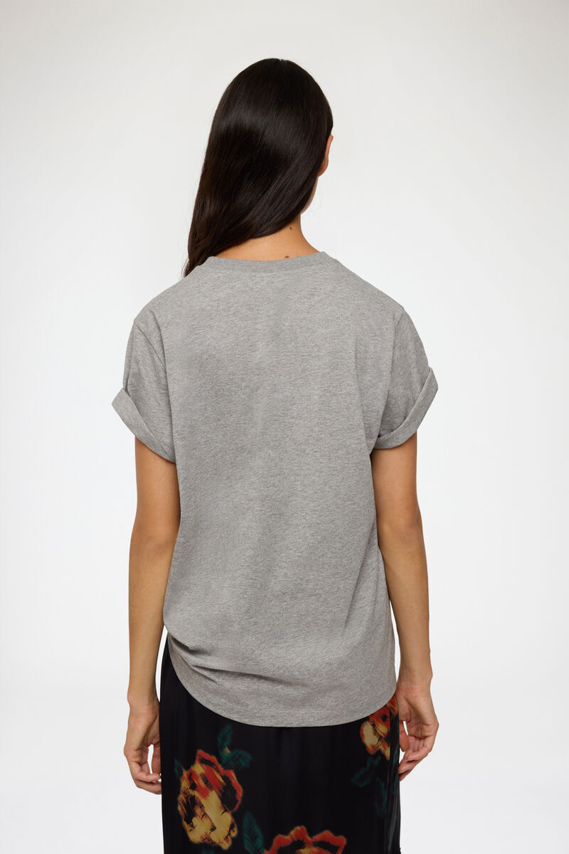 T-shirt with Tiger, Organic Cotton, in colour Paloma - 3 - GANNI