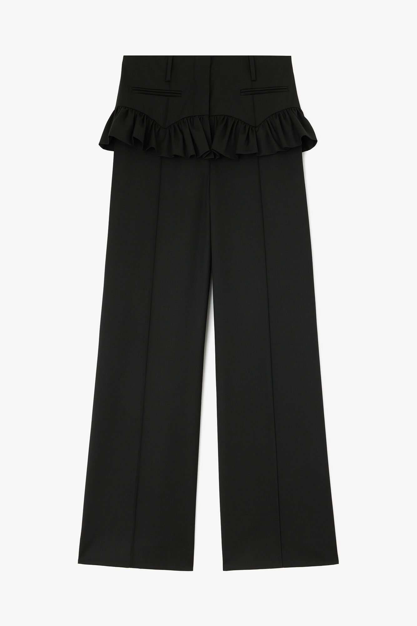 Trousers in Black Wool, Recycled Polyethylene Terephthalate, in colour Black - 1 - GANNI