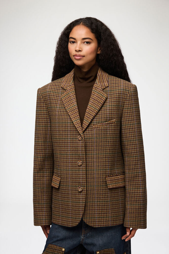 Blazer aus kariertem Twill, Multicolour