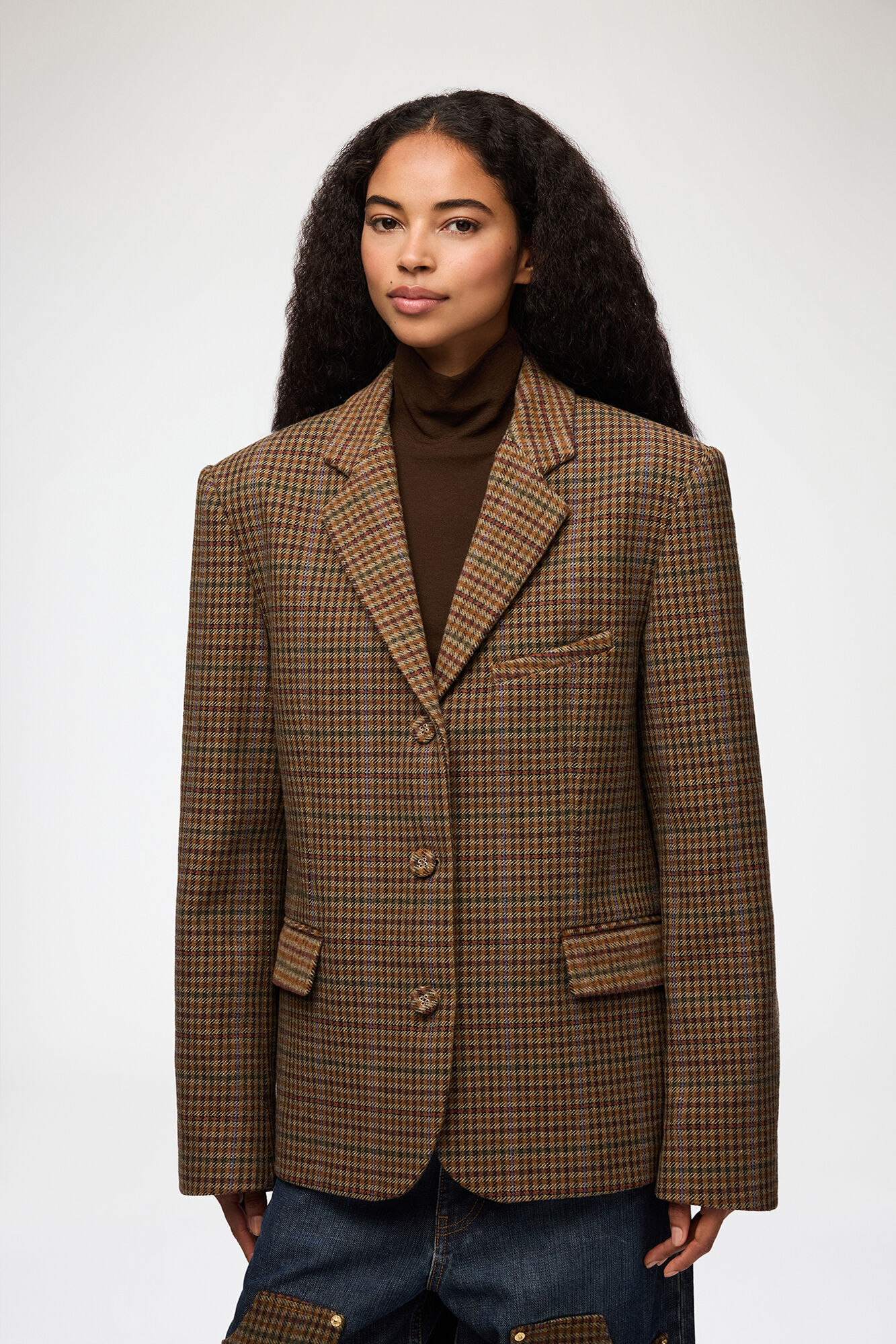 Blazer i ternet twill, Recycled Wool, in colour Multicolour - 2 - GANNI