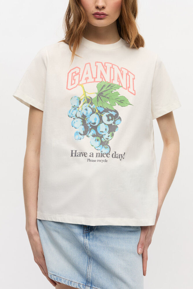 Ivory Grapes Print T-shirt, Egret