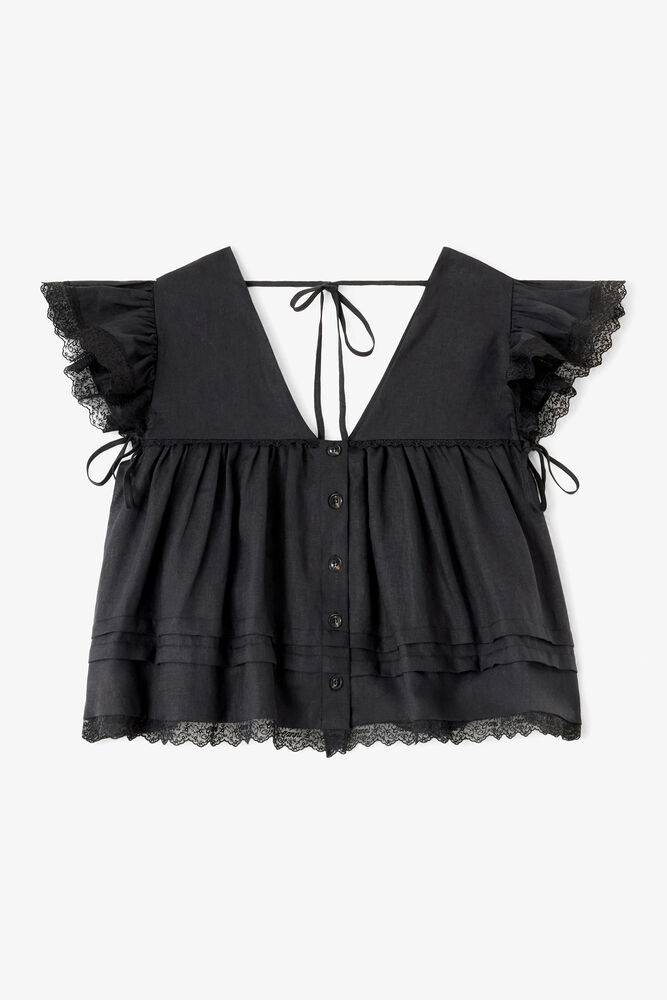 Blouse en lin noir, Black