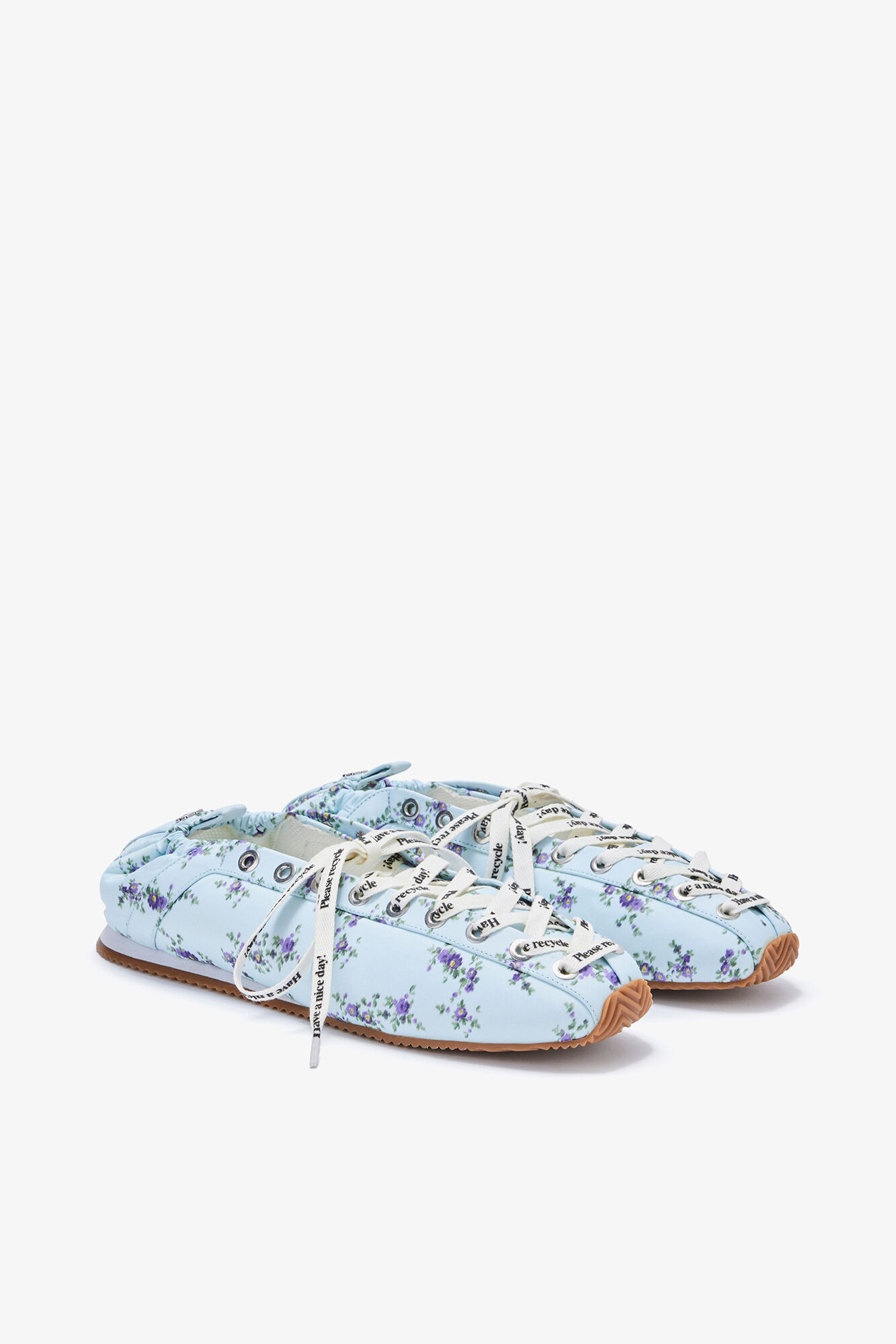 Sporty ballerina en nylon bleu, Recycled Polyester, in colour Iced Aqua - 2 - GANNI
