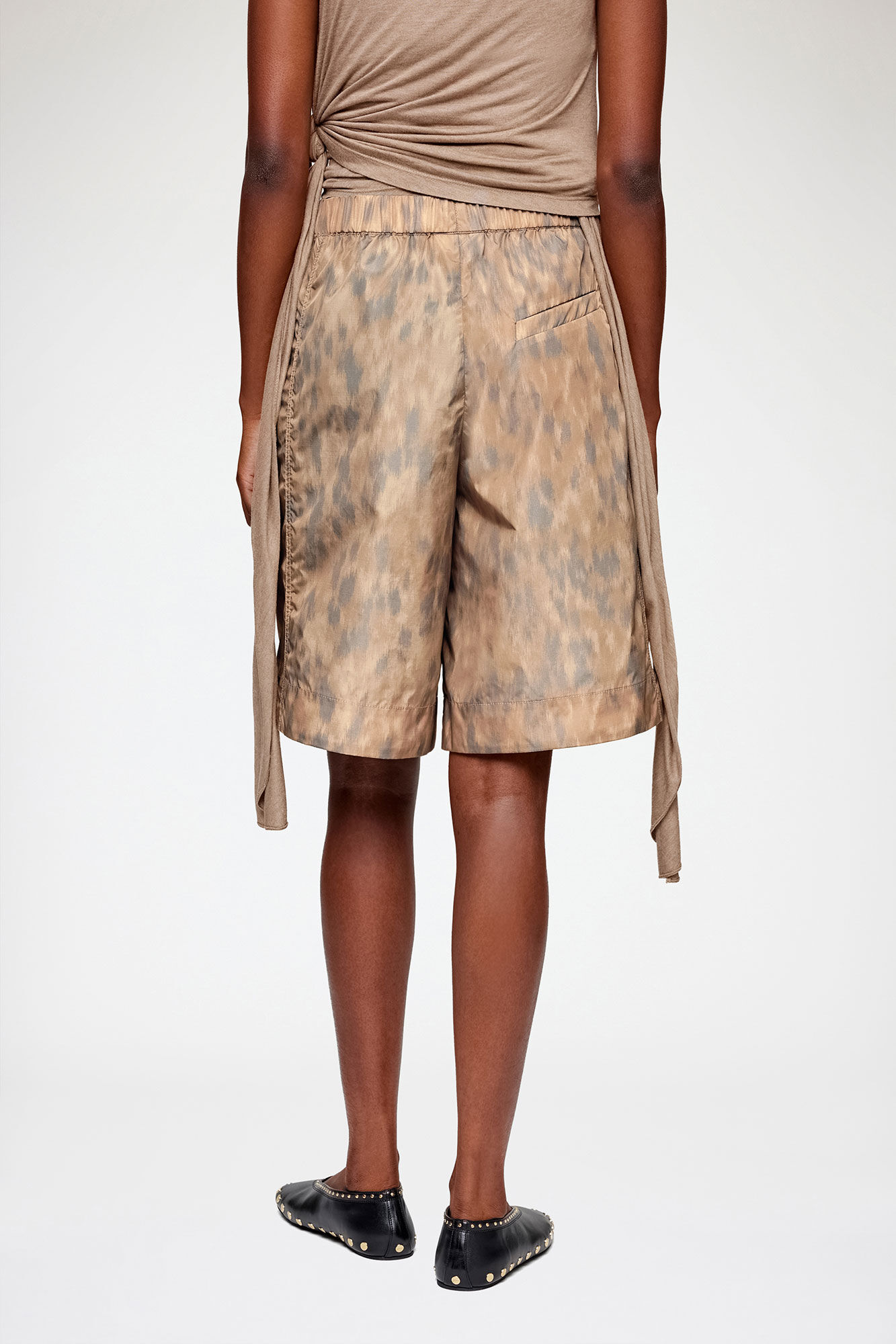 Shorts in Printed Nylon, Recycled Polyamide, in colour Burro - 3 - GANNI