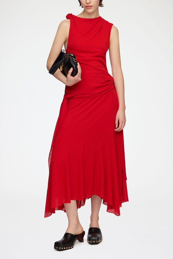 Long Dress in Marl Mesh, Goji Berry