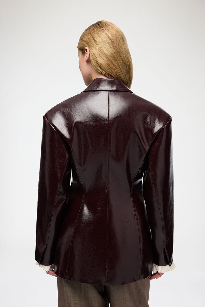 Jacke aus Future-Shine-Stoff, Polyester, in colour Demitasse - 3 - GANNI
