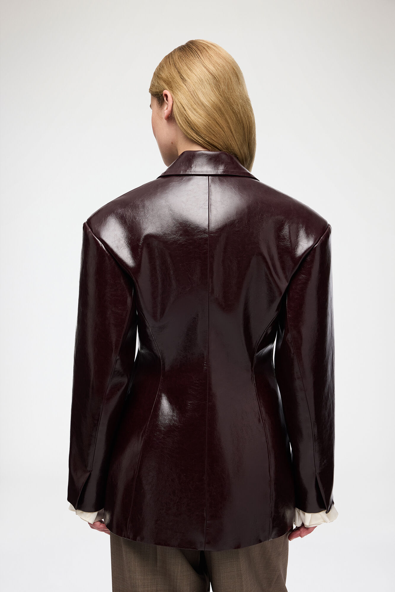 Jacke aus Future-Shine-Stoff, Polyester, in colour Demitasse - 3 - GANNI
