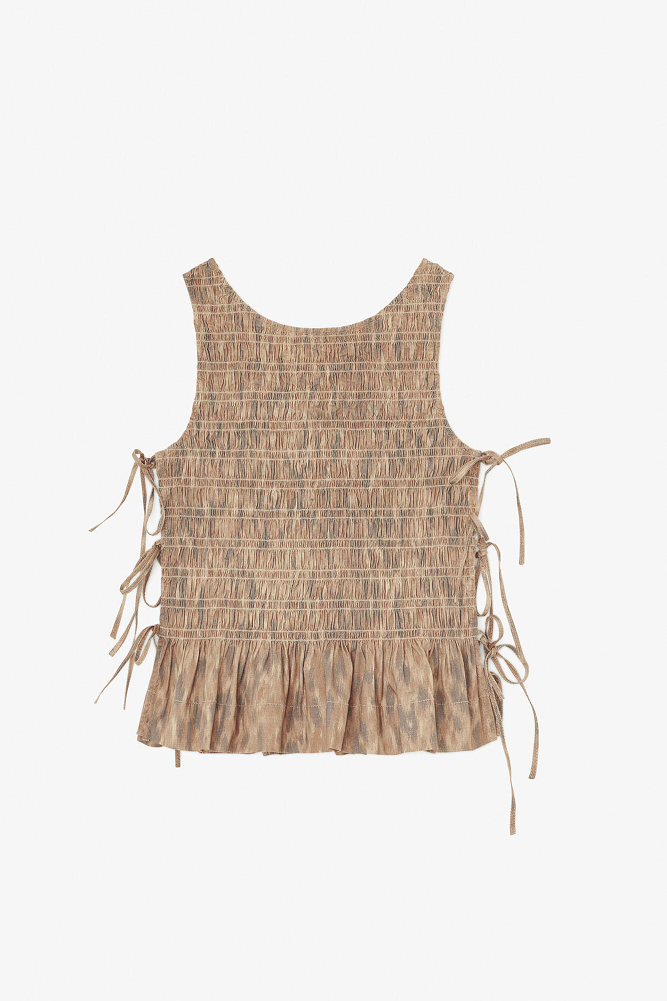 Smock Top in Printed Stretch, Organic Cotton, in colour Burro - 1 - GANNI
