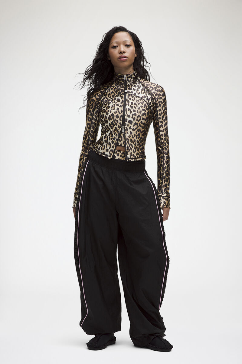 Define Ruffle-Trim Jacket in Leopard, Recycled Polyamide, in colour Multicolour - 2 - GANNI