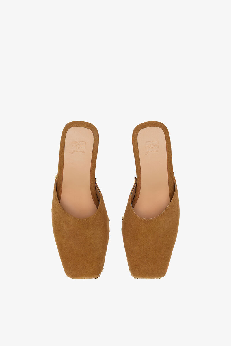 June Sabot Mule in Brown, Leather, in colour Caramel Cafe - 3 - GANNI