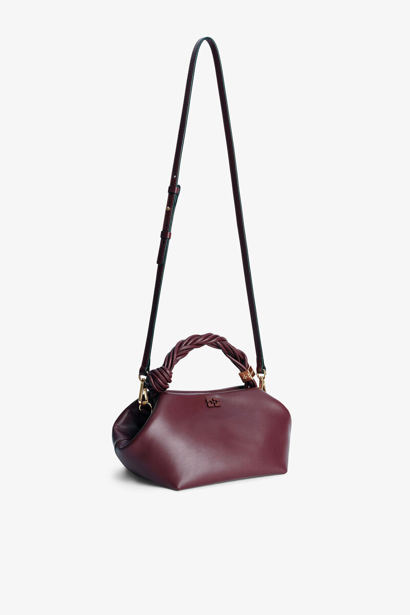 Small Bou Bag in Burgundy, Recycled Leather, in colour Burgundy - 6 - GANNI