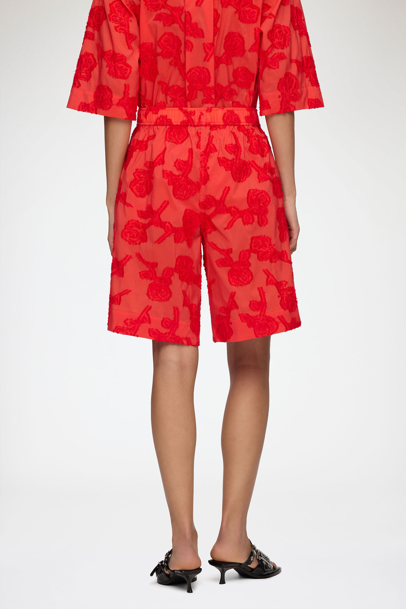 レッドフィルクーペ ショーツ, Recycled Cotton, in colour Fiery Red - 3 - GANNI