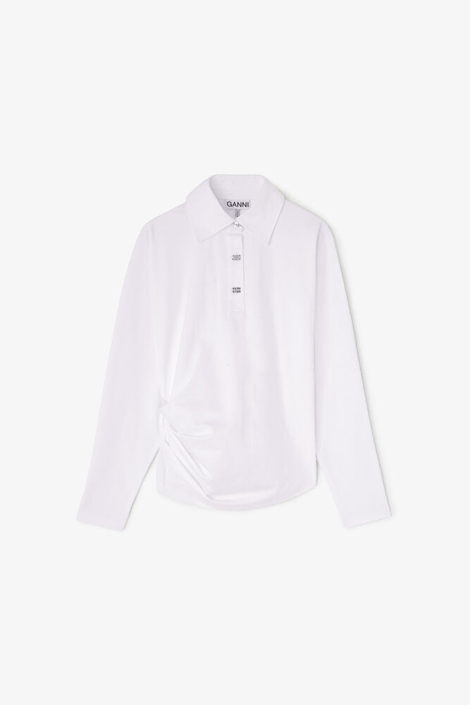 Polo Shirt in White Jersey, Bright White