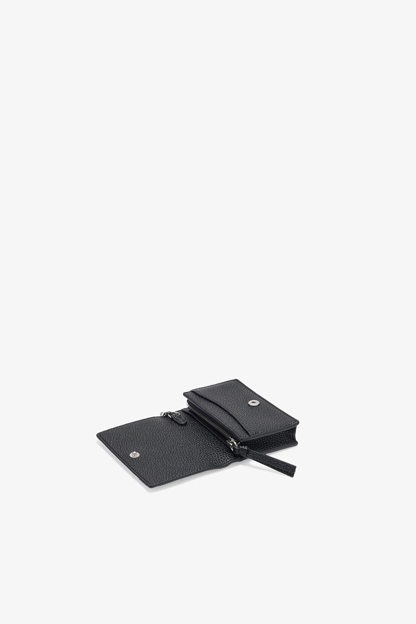 Bou Card Holder with Flap in Grained Black, Recycled Polyester, in colour Black - 3 - GANNI