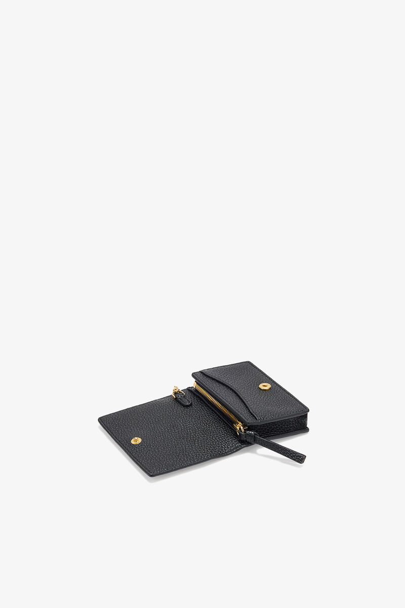 Bou Card Holder with Flap in Grained Black, Recycled Polyester, in colour Black - 3 - GANNI