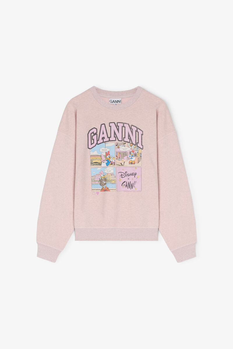Rosa tröja med seriemotiv av Kajsa Anka, Organic Cotton, in colour Chalk Pink - 1 - GANNI