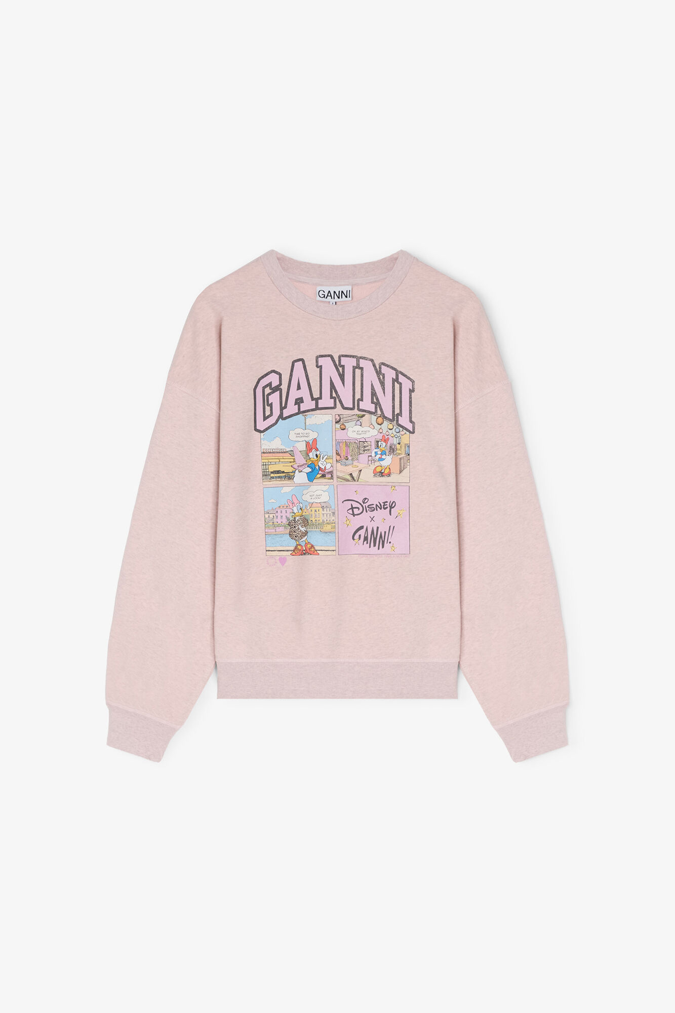 Rosa tröja med seriemotiv av Kajsa Anka, Organic Cotton, in colour Chalk Pink - 1 - GANNI