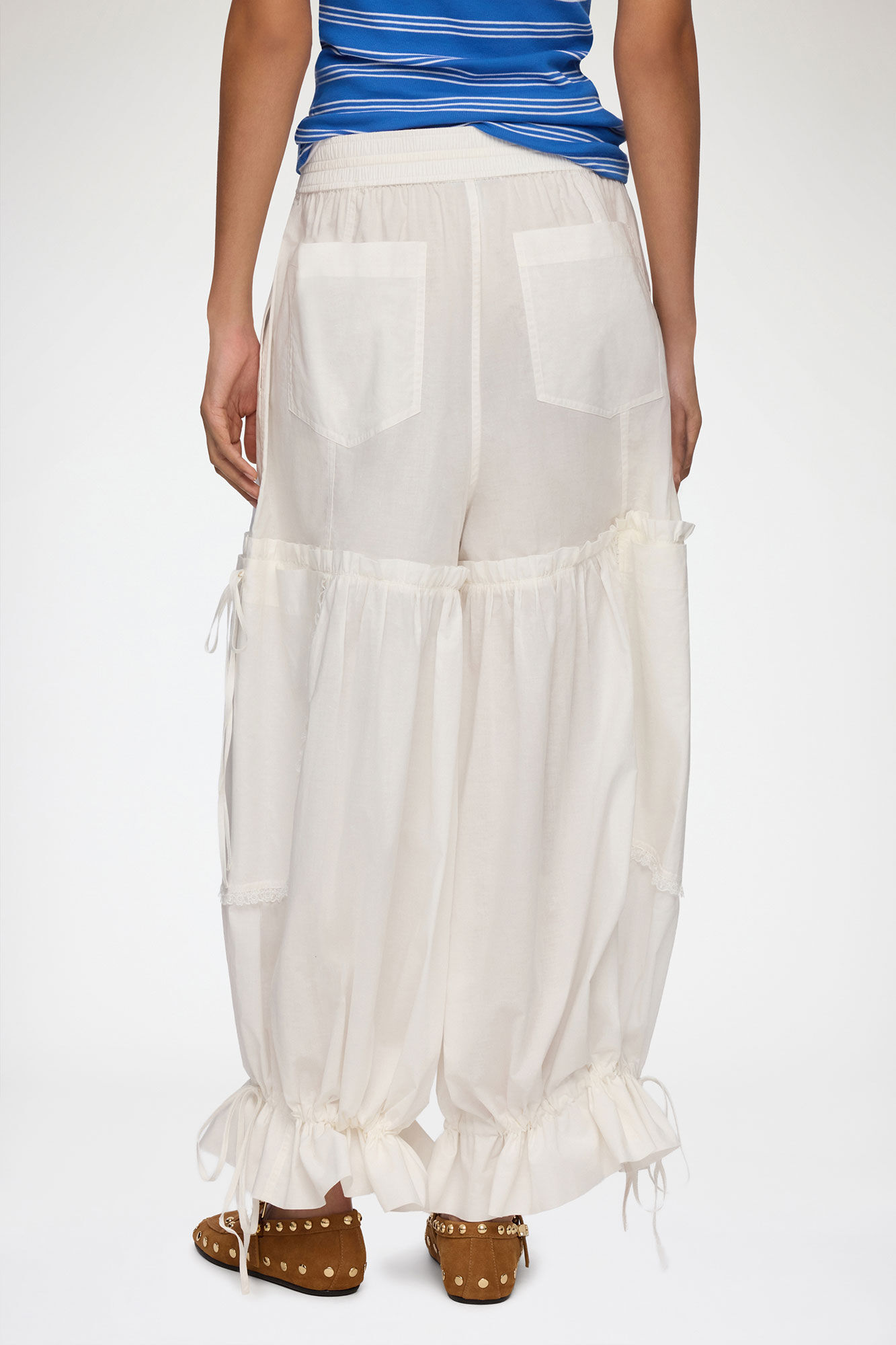 Pants in White Cotton, Organic Cotton, in colour Bright White - 3 - GANNI