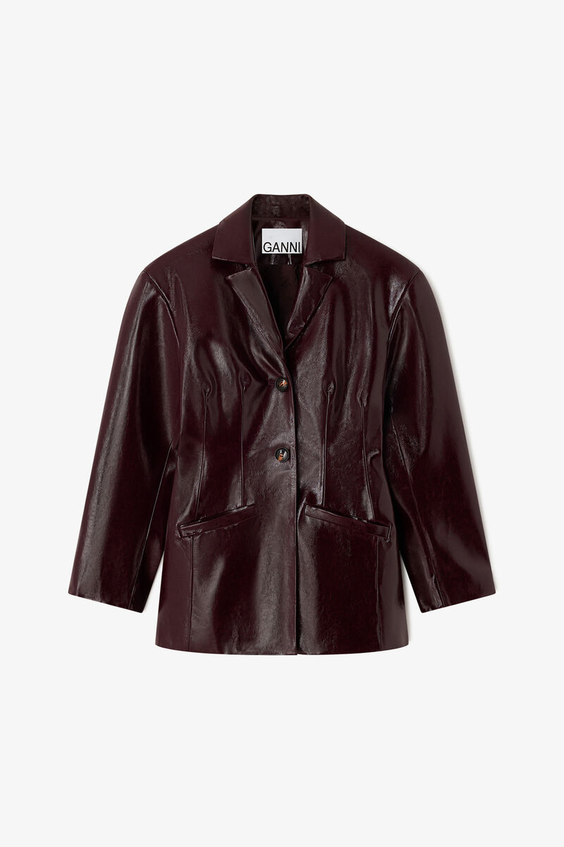 Jacke aus Future-Shine-Stoff, Polyester, in colour Demitasse - 1 - GANNI