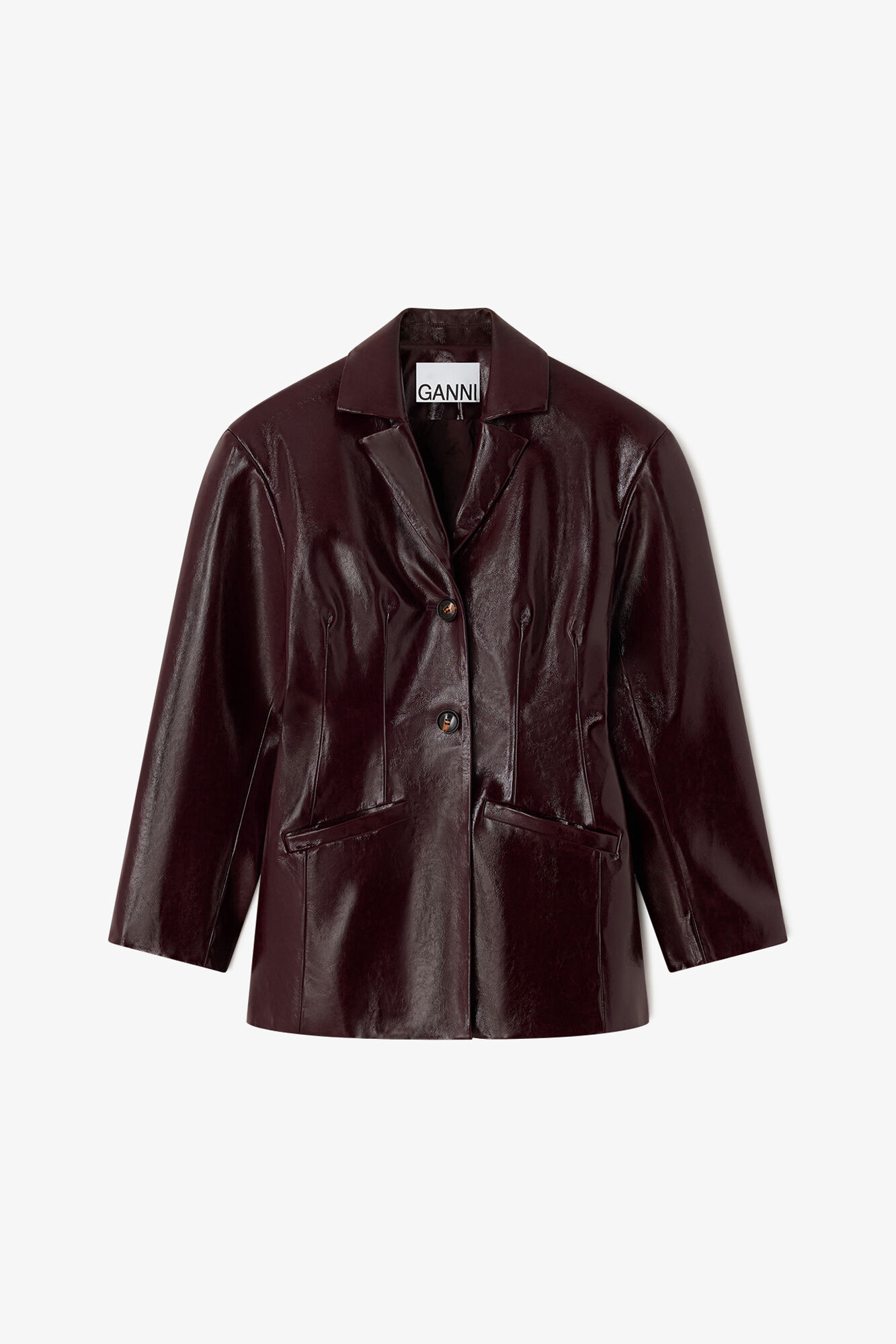 Jacke aus Future-Shine-Stoff, Polyester, in colour Demitasse - 1 - GANNI
