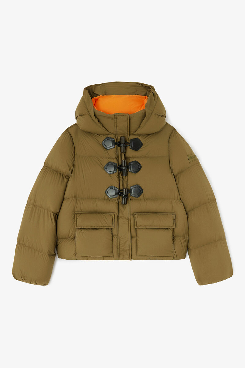 Mini-Pufferjacke aus Future-Nylon, Recycled Polyamide, in colour Military Olive - 1 - GANNI