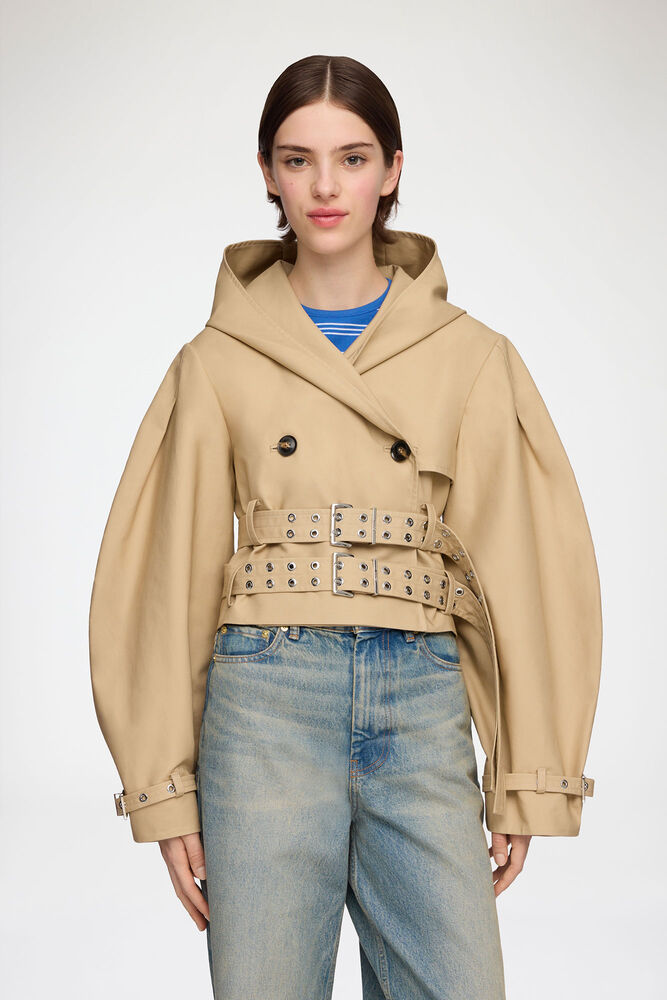 Trench Jacket in Double Cotton, Warm Sand