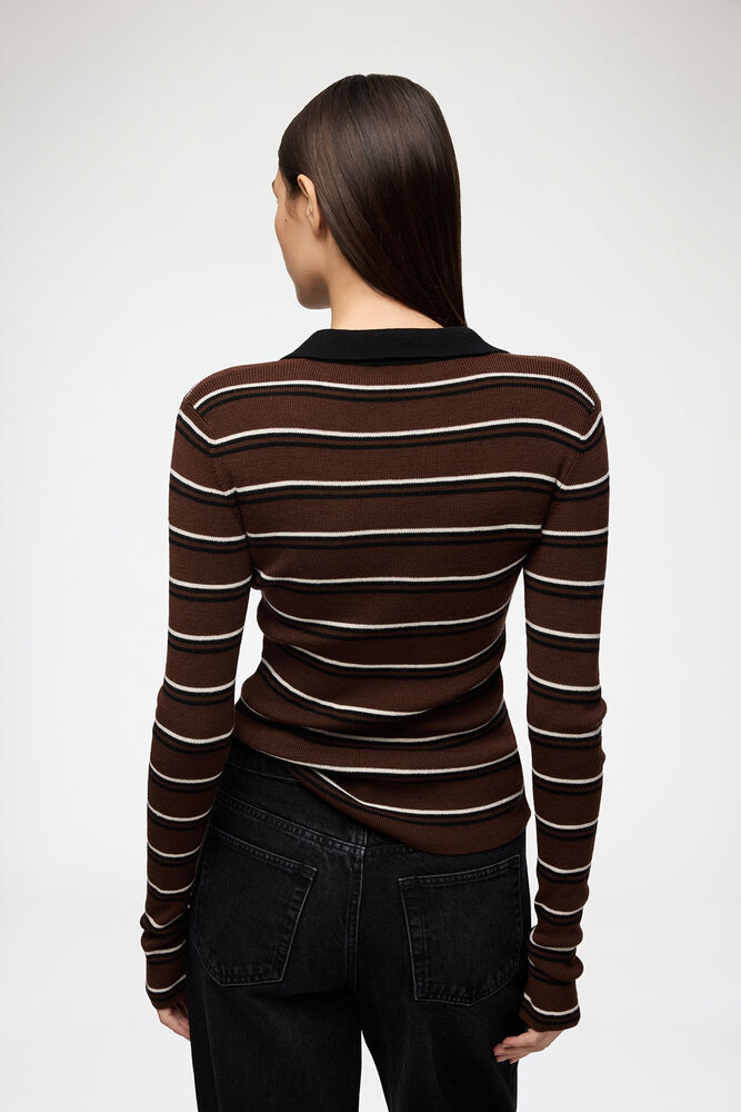 Polo Shirt in Striped Merino, Multicolour
