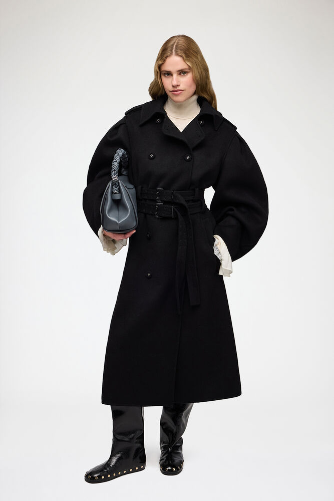 Manteau en laine double face, Black