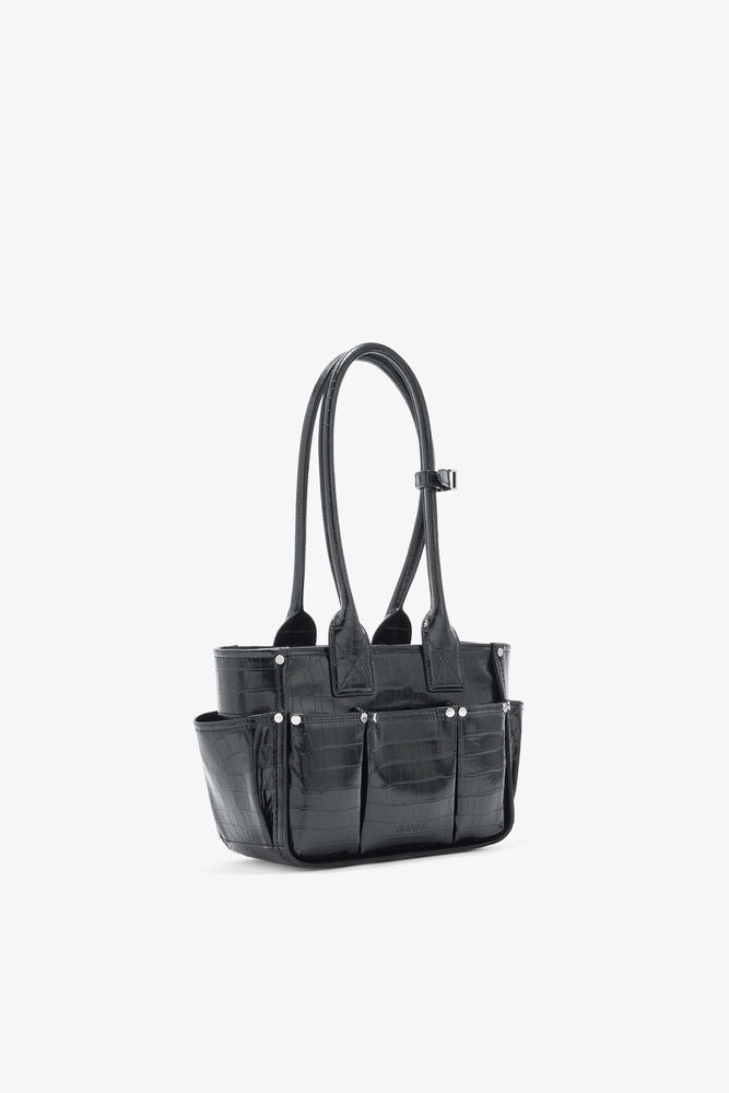 Posy Small in Black Croco, Black