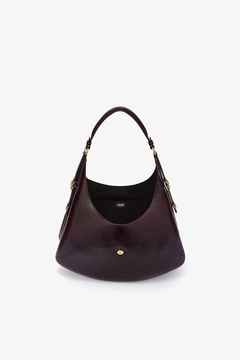 Large Kat Bag in Brown Shine, Polyester, in colour Demitasse - 3 - GANNI