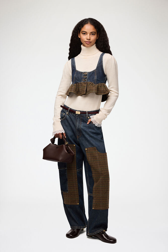 Audri-jeans i texturerad slub-denim, Dark Blue Vintage