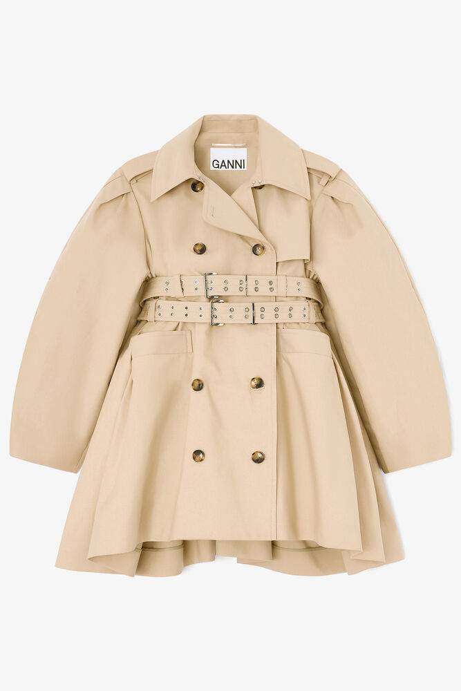Trench Coat in Double Cotton, Warm Sand