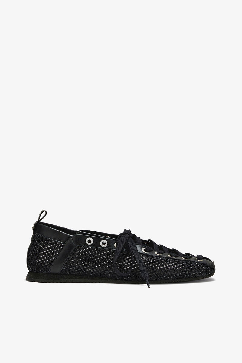 スポーティバレリーナ（ブラックメッシュ）, Recycled Polyester, in colour Black - 1 - GANNI